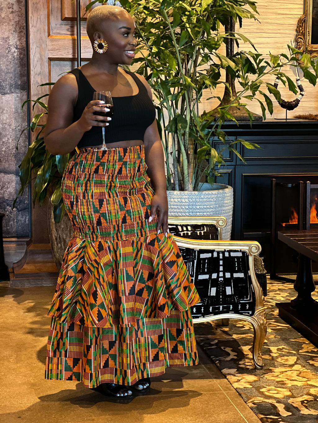 Kente Fitted Layered African Print Skirt