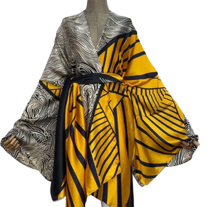 Luxe Kimono Cardigan Yellow Black White Pre Order