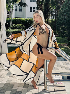 Color Block Nudes Kimono