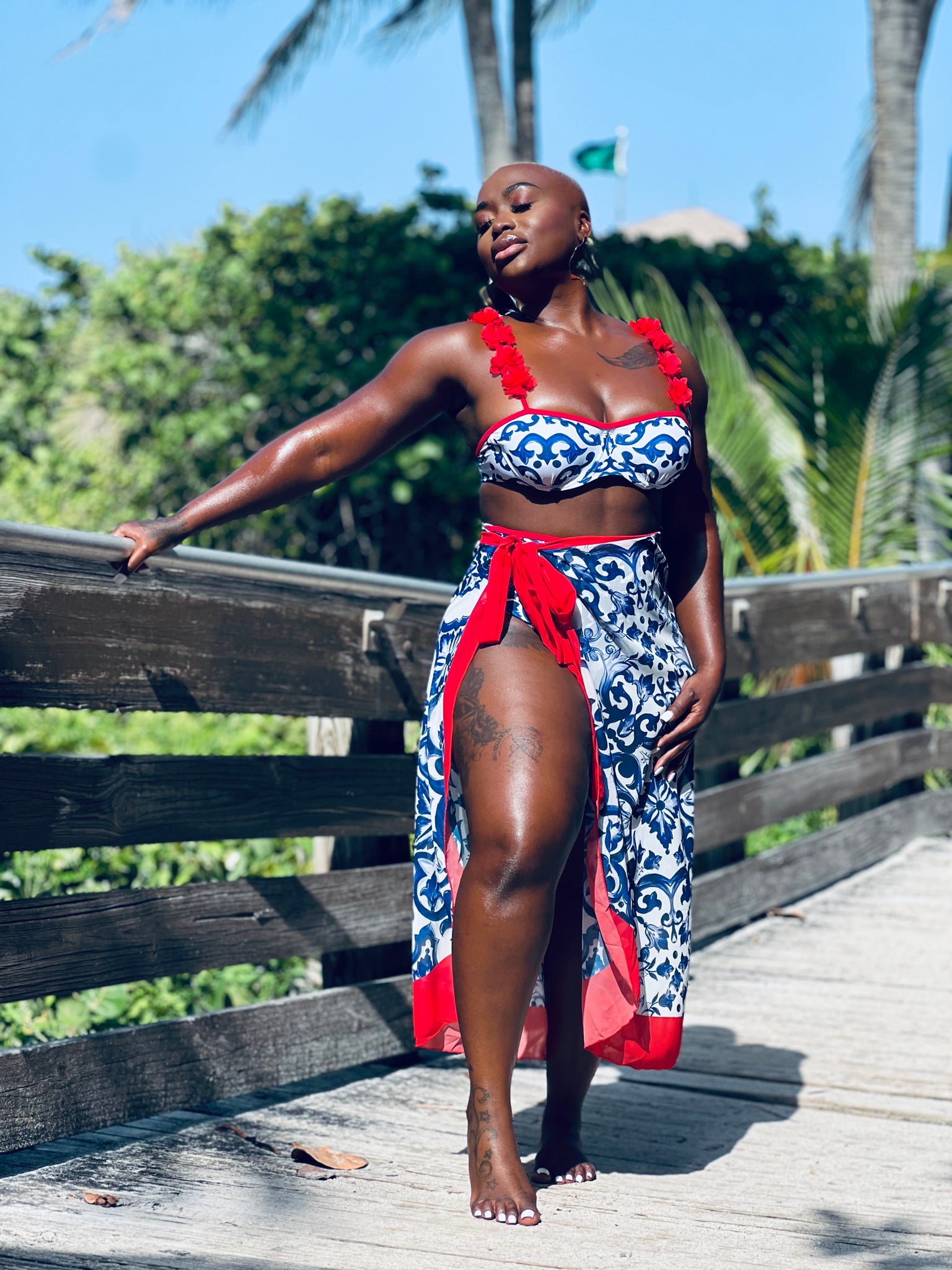 Red White Blue Three Piece Swimwear Set Pre Order
