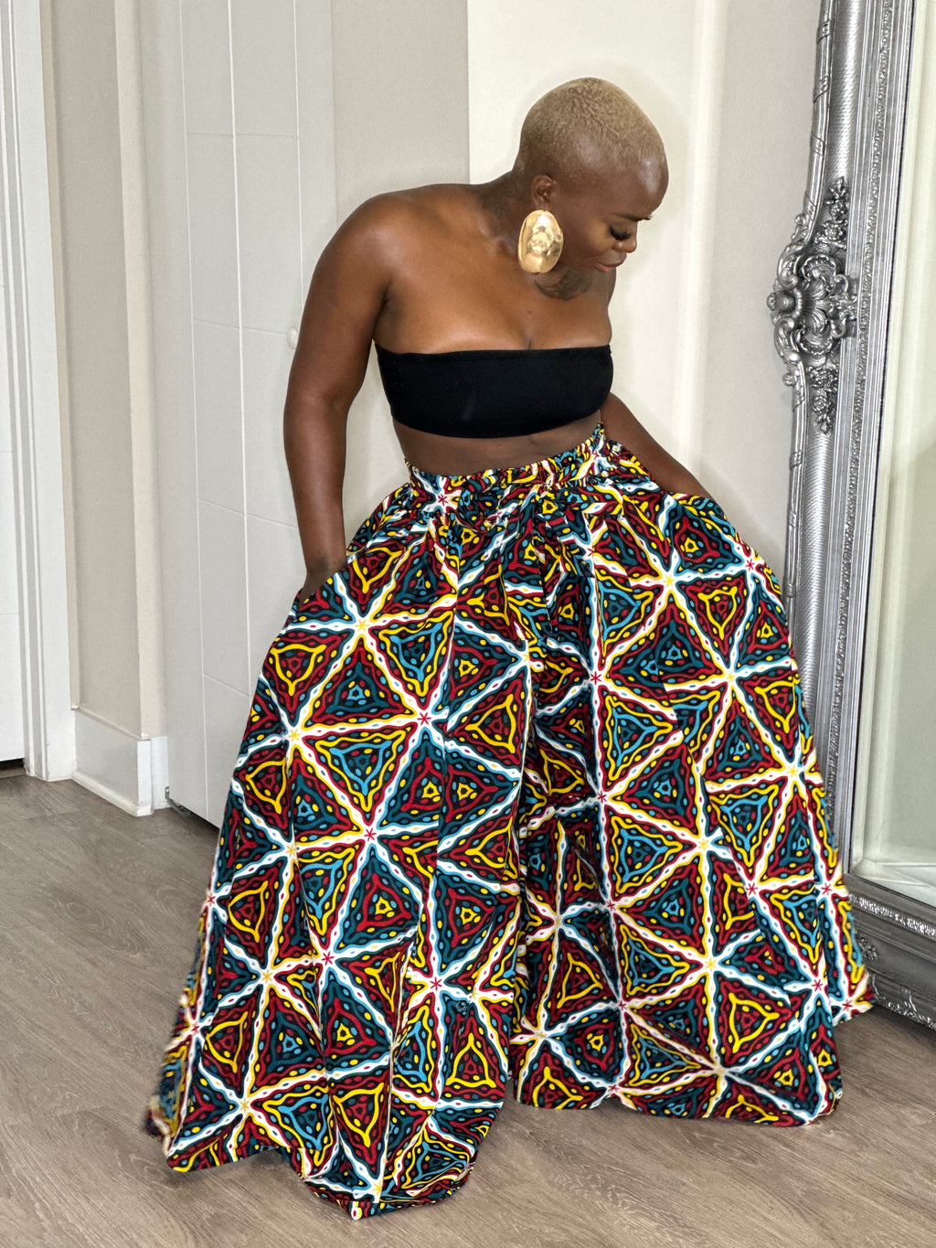 White Red Yellow Print African Palazzo Pants