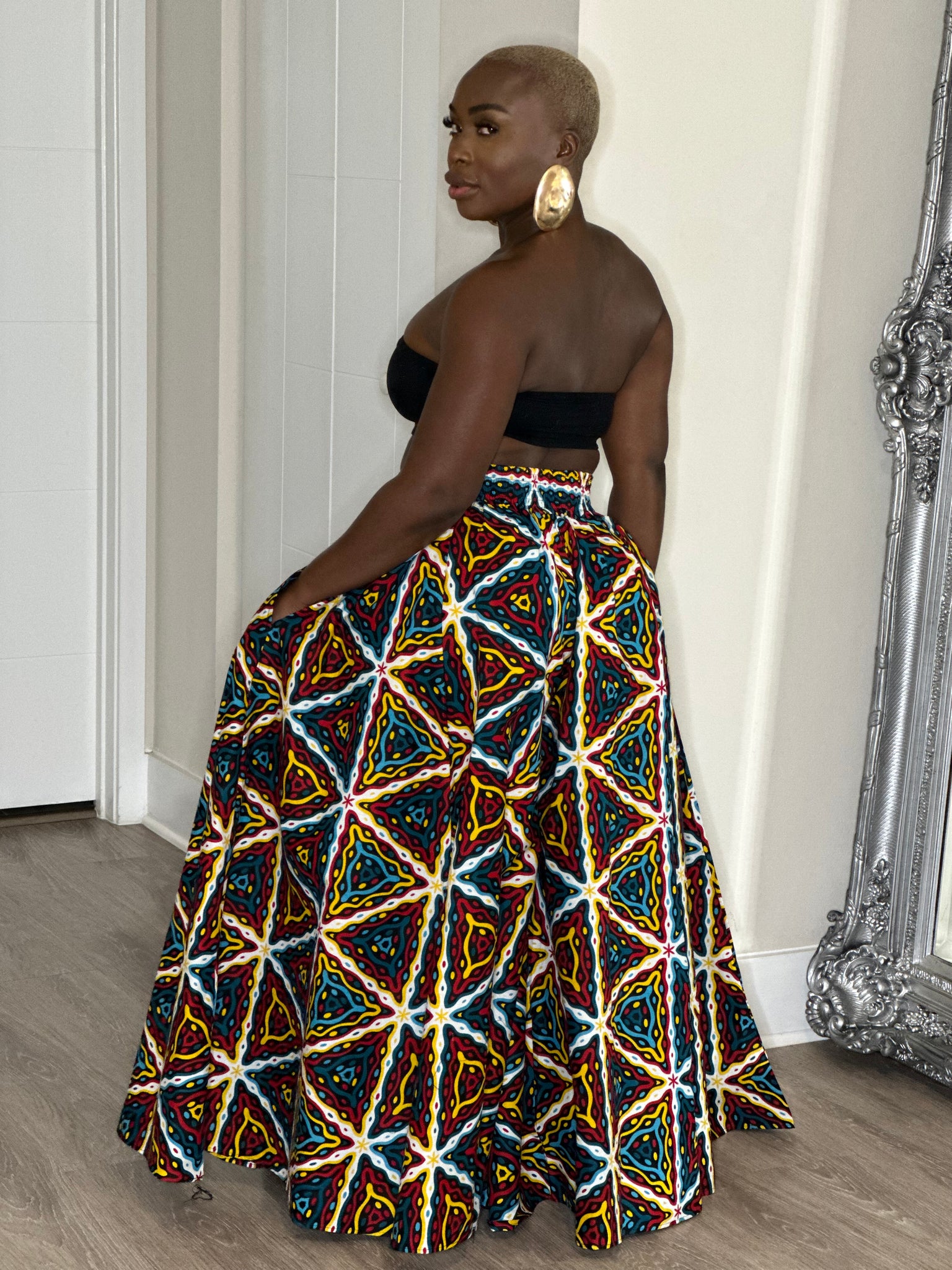 White Red Yellow Print African Palazzo Pants