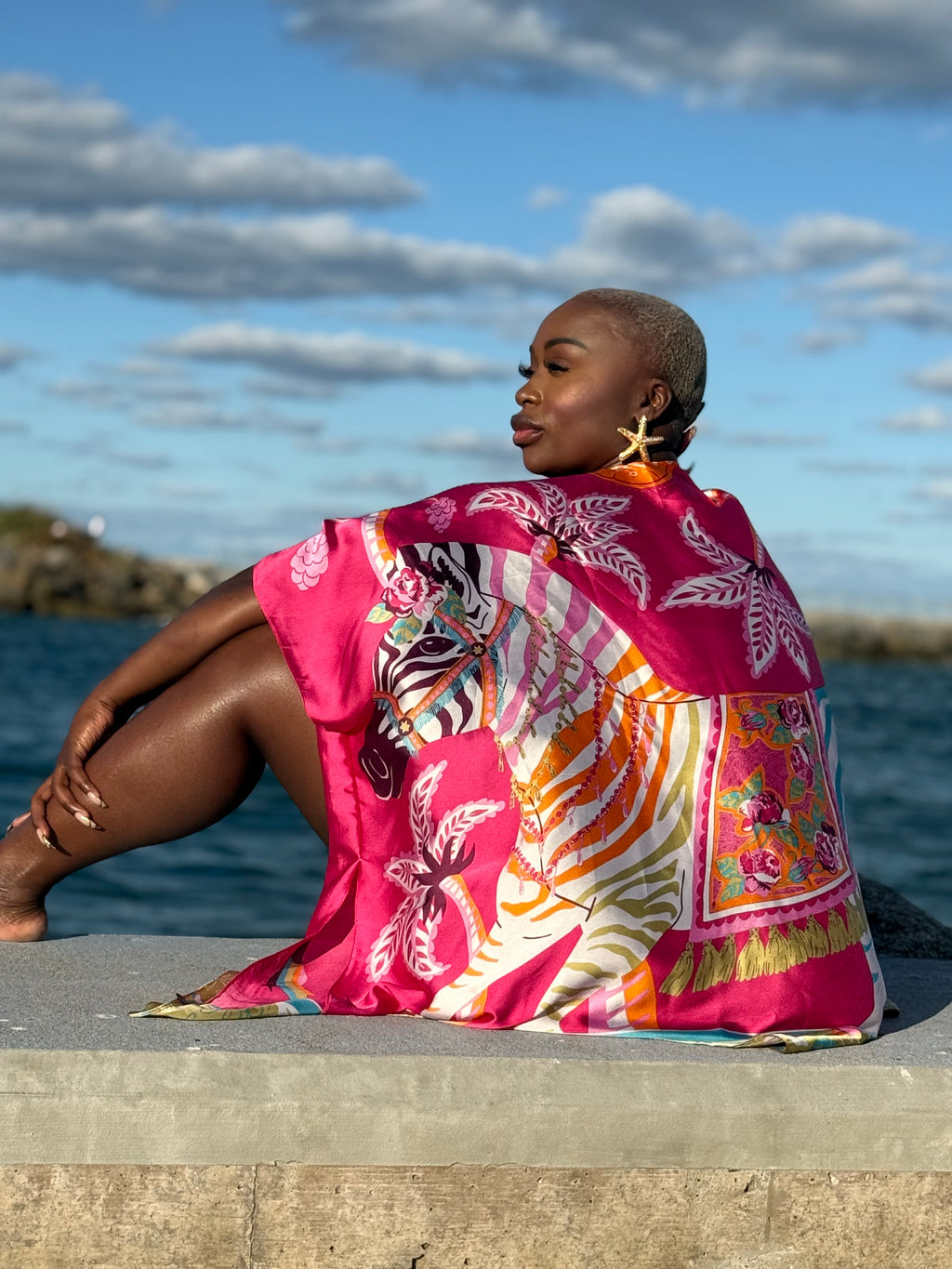 Zebra Stripe Silk Kimono Cardigan