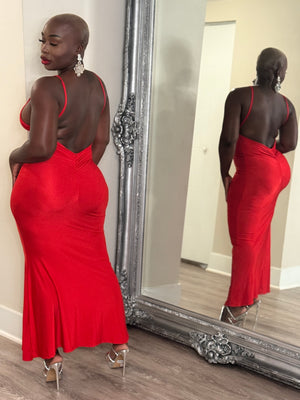 Mystery Red Backless Dress