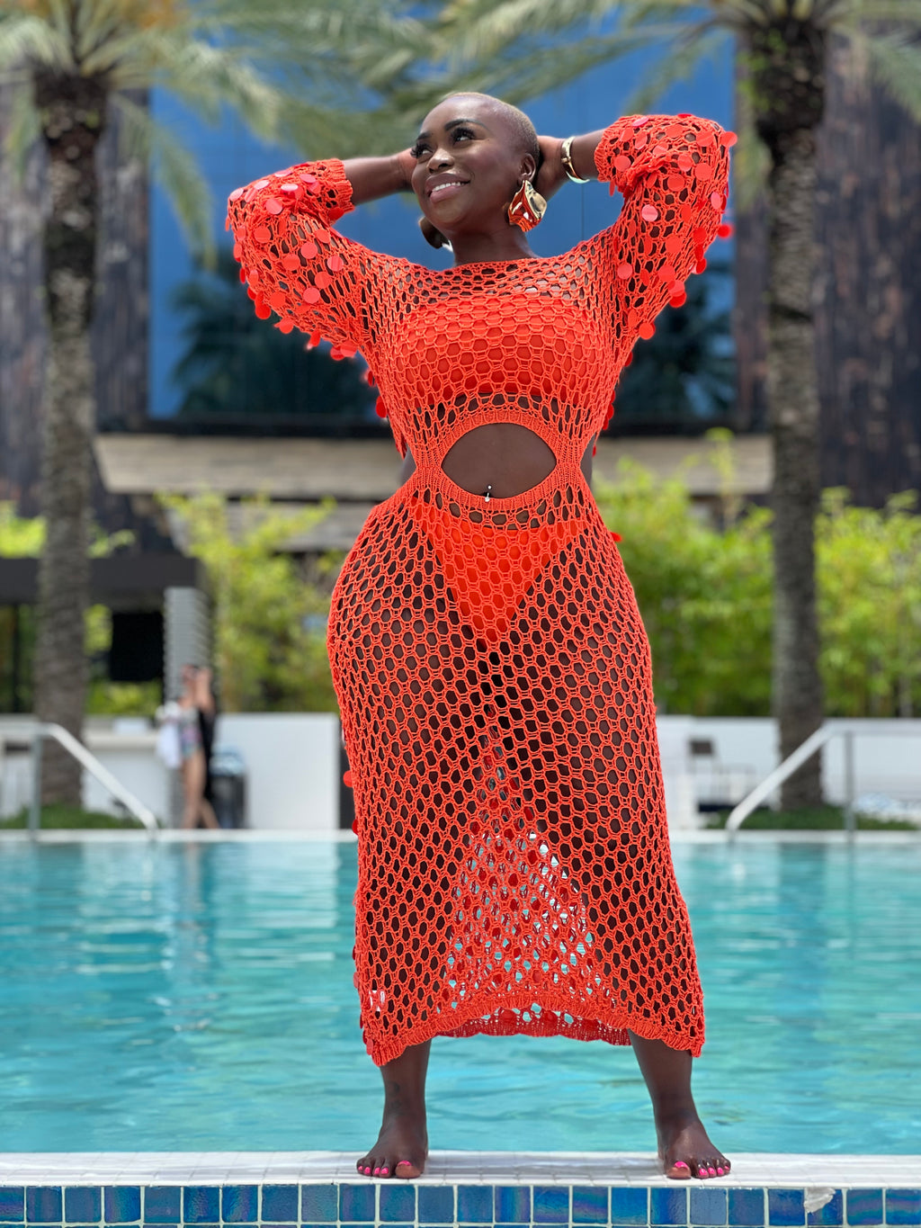 Crochet Cover Up Orange