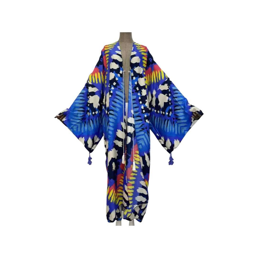 Luxe Kimono Blue Tribe Print Pre Order
