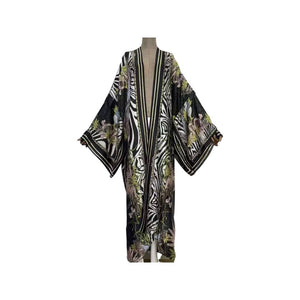 Luxe Kimono Black White Animal Print