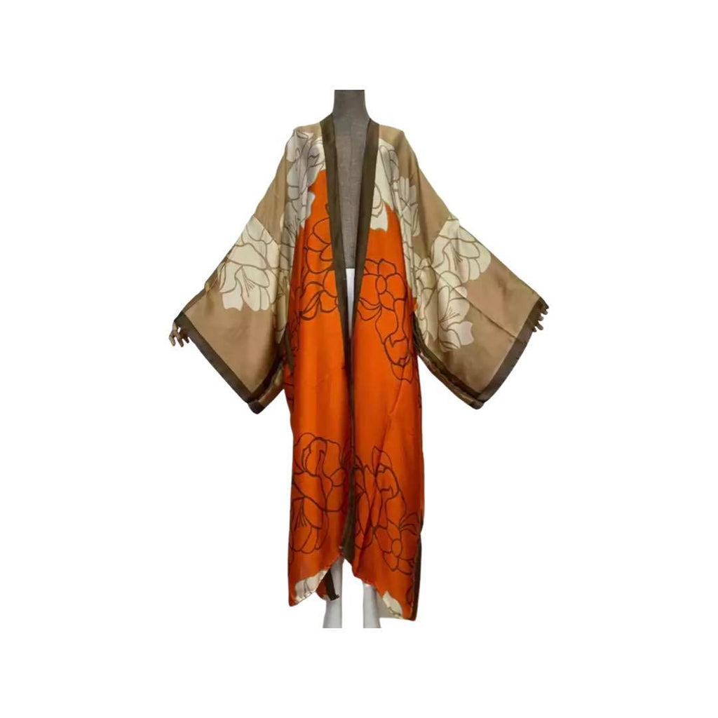 Luxe Kimono Orange Brown Nude Print Pre Order