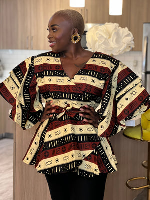 Brown Girl Nude Tribal Peplum African Blouse