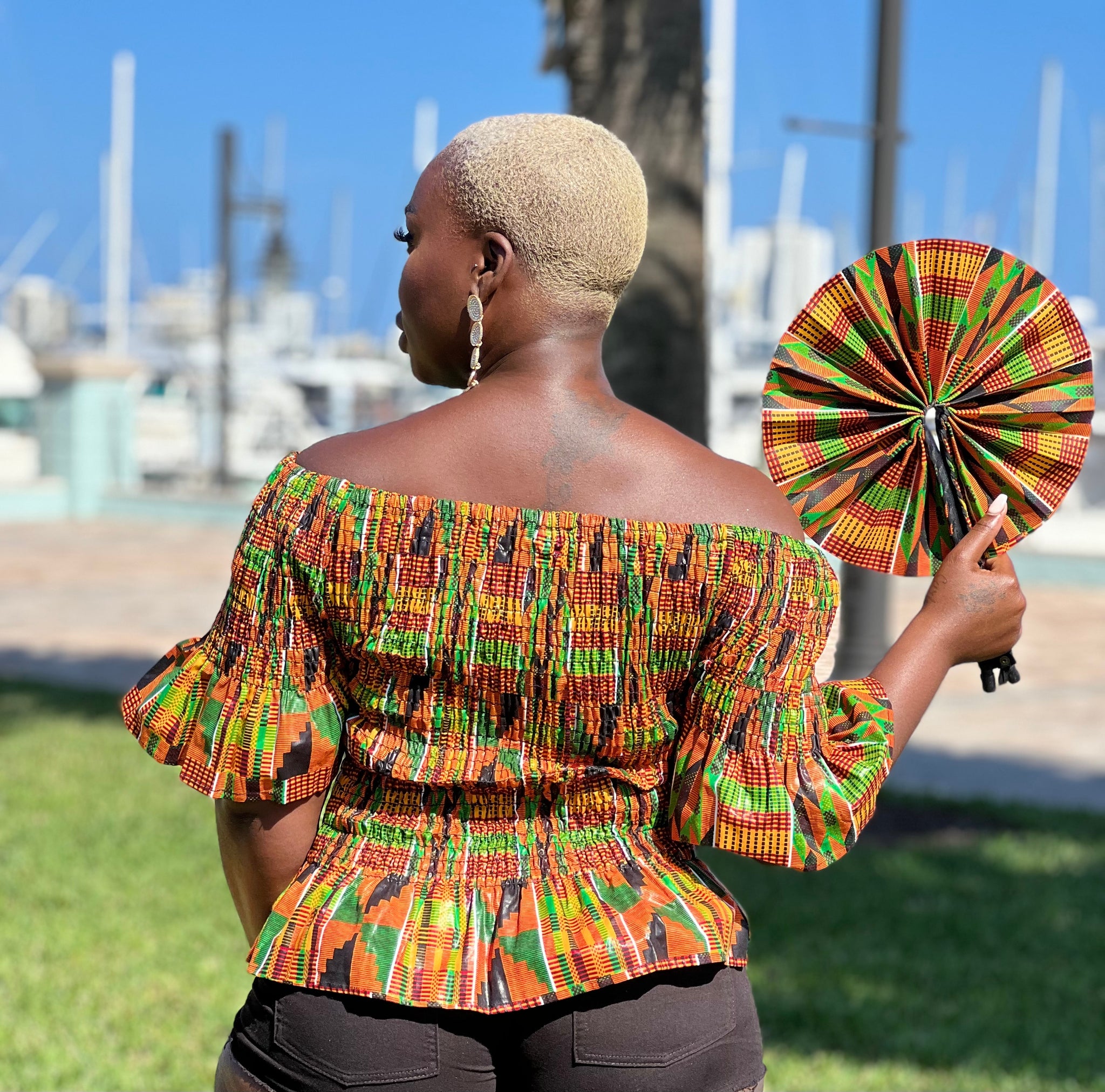 African Kente print blouse 