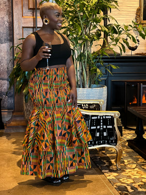Kente Fitted Layered Skirt