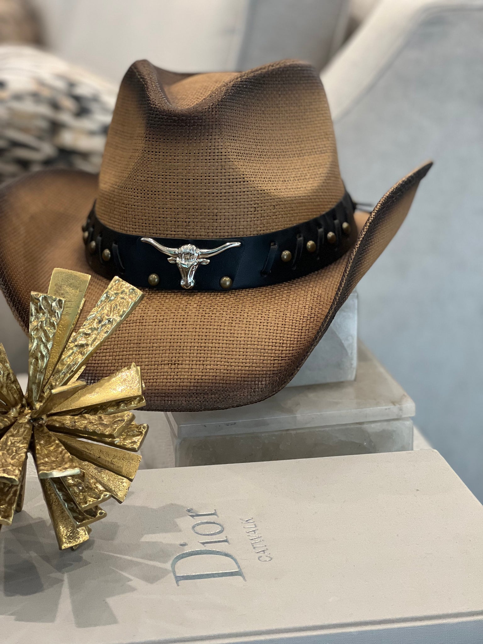 Brown Black Silver Cowboy Hat