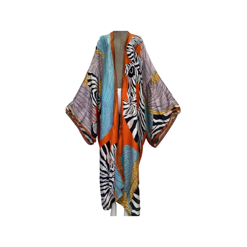 Luxe Vacation Kimono Brown Animal Print