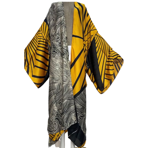 Luxe Kimono Animal Yellow Black White