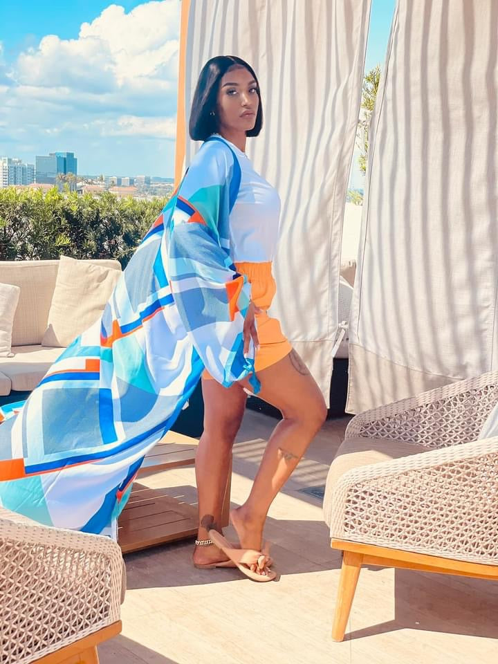 Luxe Vacation Kimono Blue Orange