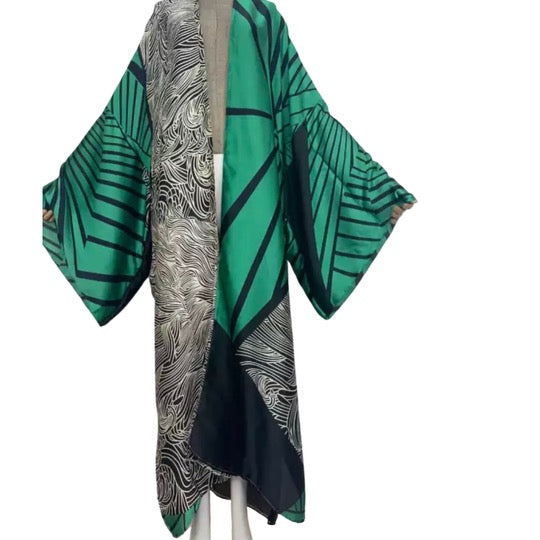 Luxe Kimono Green Black White Pre Order