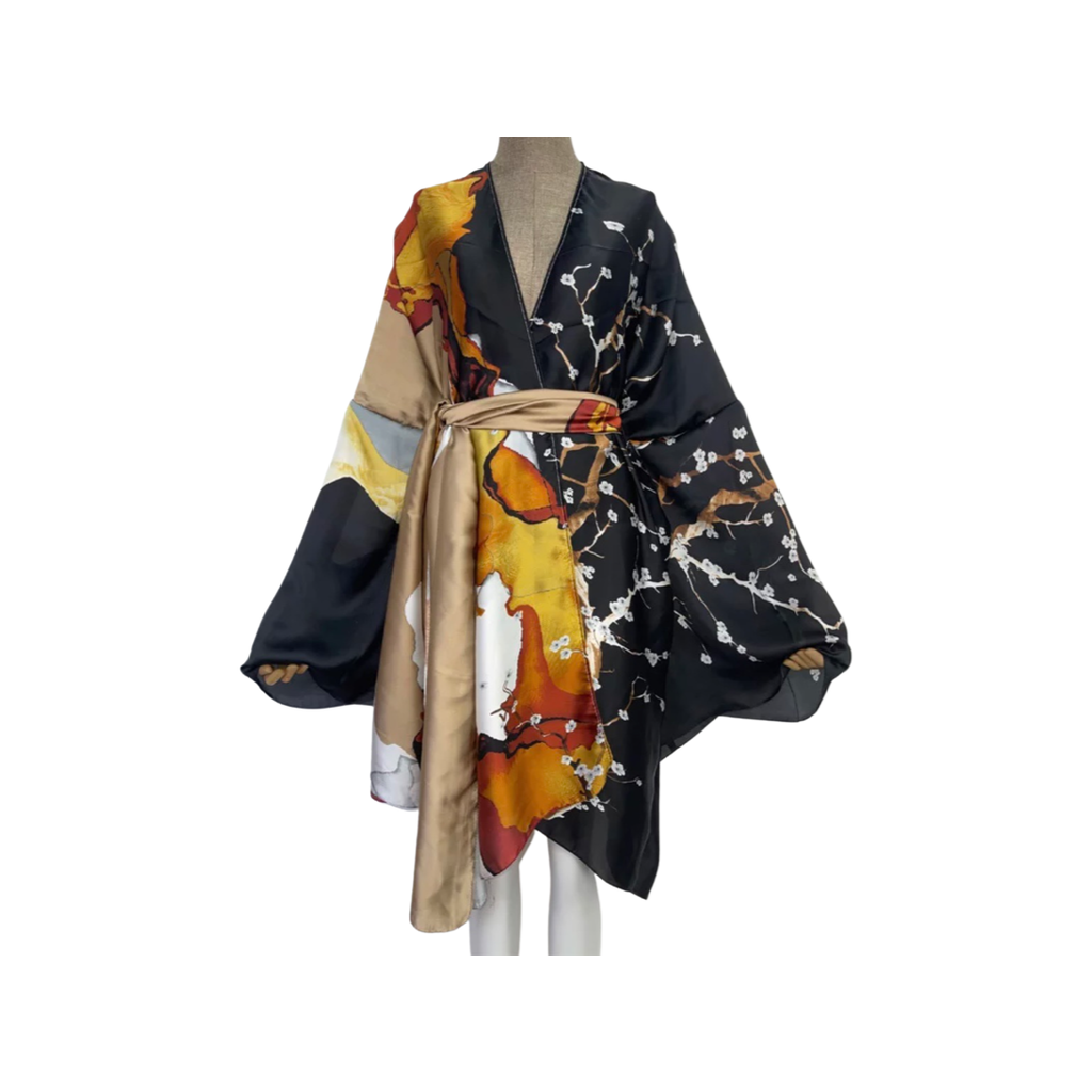 Luxe  Kimono Cardigan Black Nude Pre Order