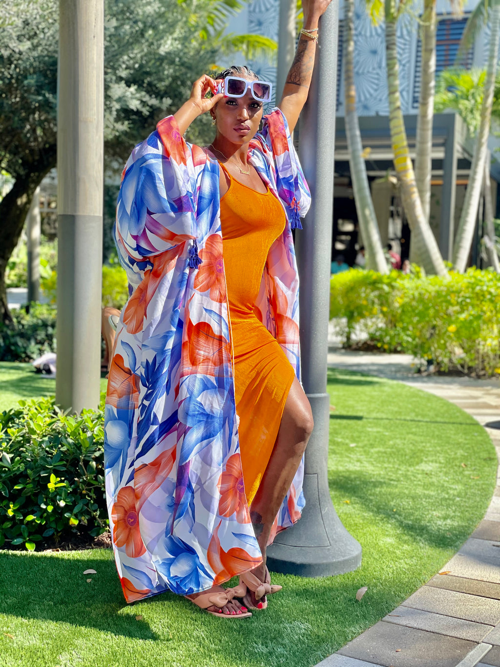 Luxe Vacation Kimono Orange Blue Pre Order